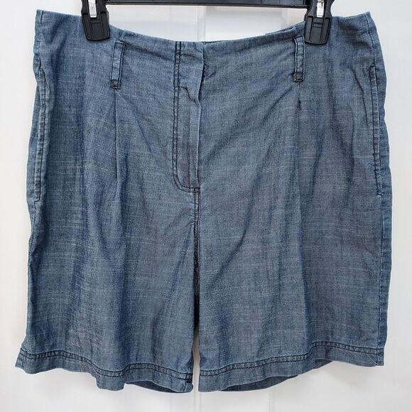 Trina Turk Chambray Tencel Linen Blend Shorts 4 - Picture 2 of 10